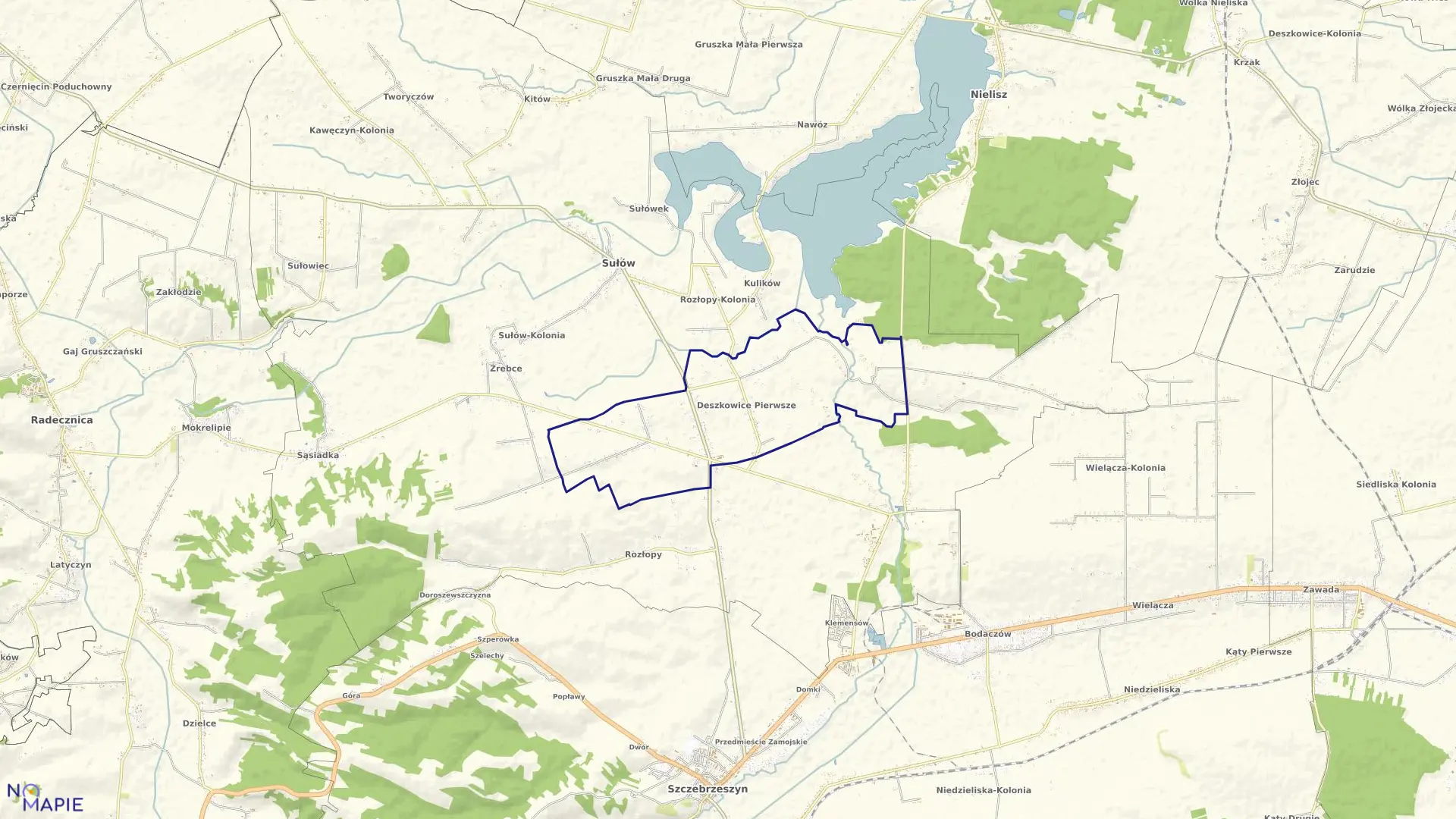 Mapa obrębu Deszkowice I w gminie Sułów