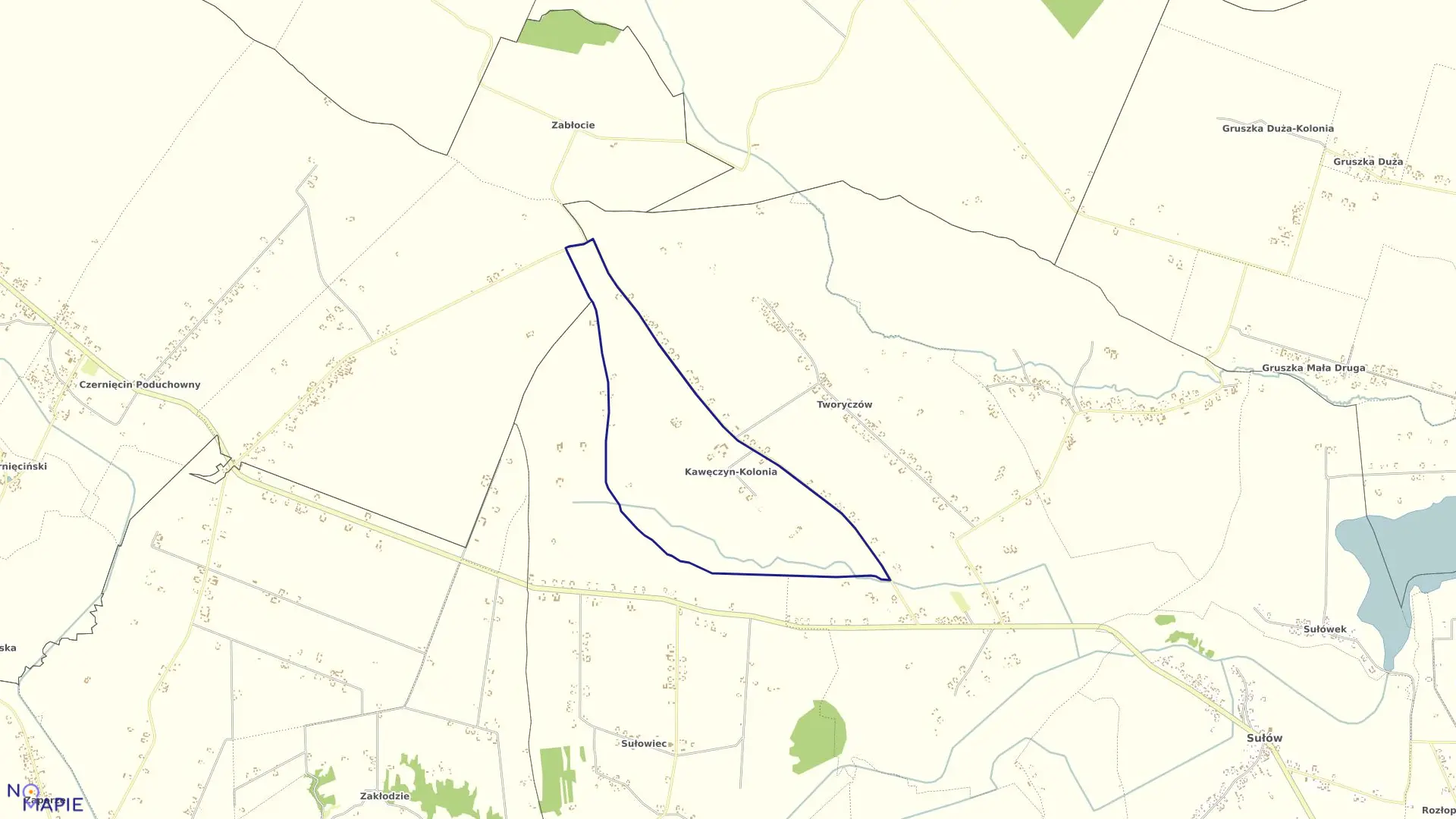 Mapa obrębu Kolonia Kawęczyn w gminie Sułów