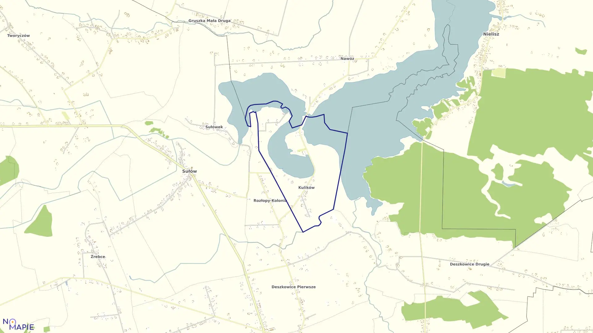Mapa obrębu Kulików w gminie Sułów