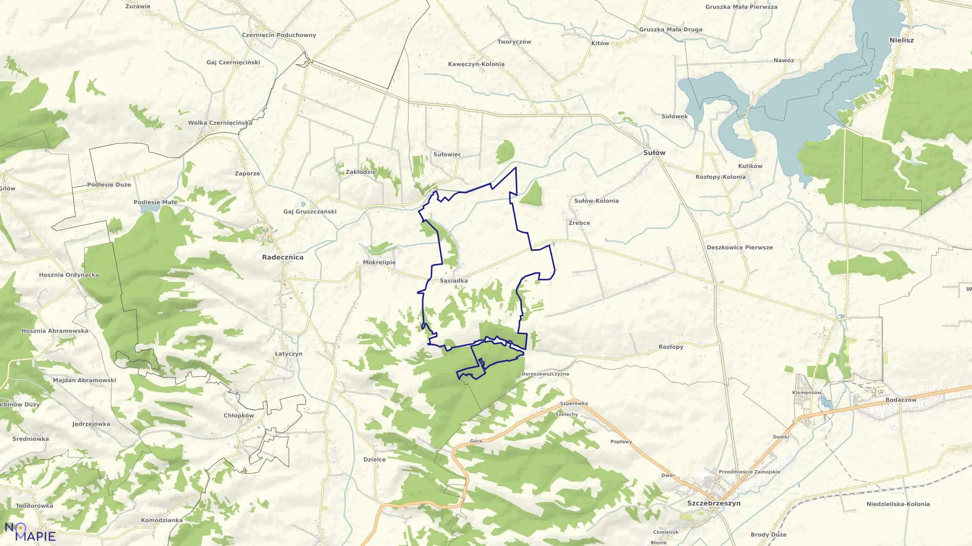 Mapa obrębu Sąsiadka w gminie Sułów