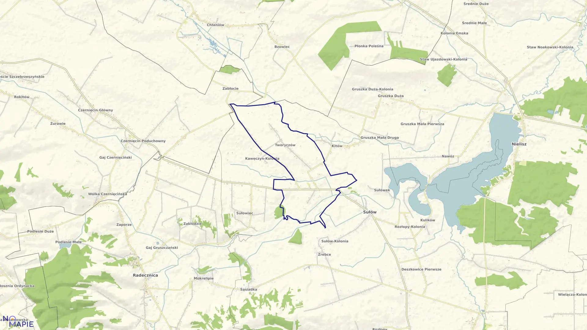 Mapa obrębu Tworyczów w gminie Sułów